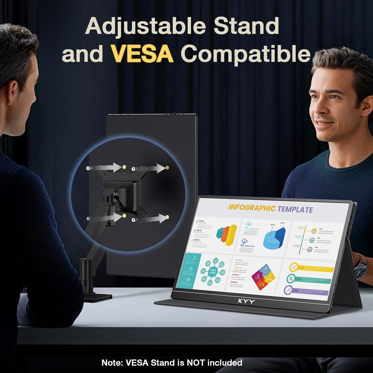 KYY 4K Portable Monitor USB-C connection for easy plug-and-play
