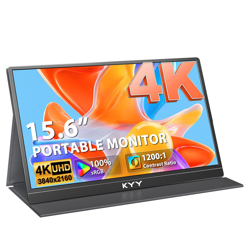 KYY 4K portable monitor 15.6 display delivering crisp 4K visuals for laptops