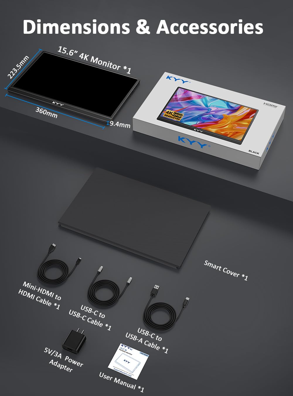 KYY 4K monitor with slim bezels for immersive viewing