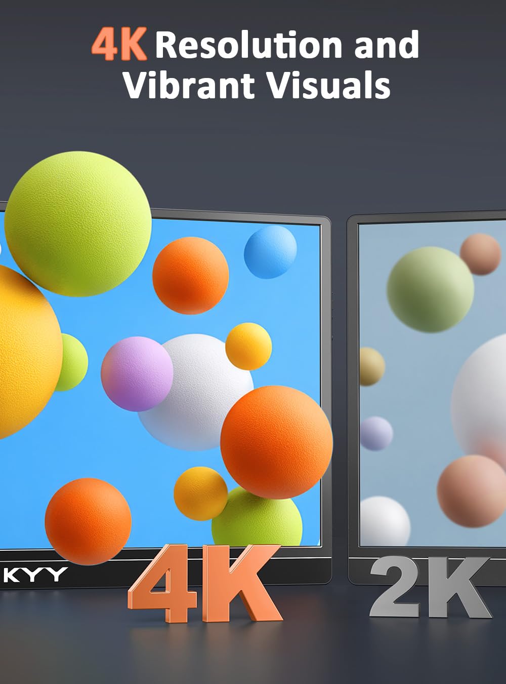 KYY 4K monitor on a laptop setup boosts on-the-go productivity