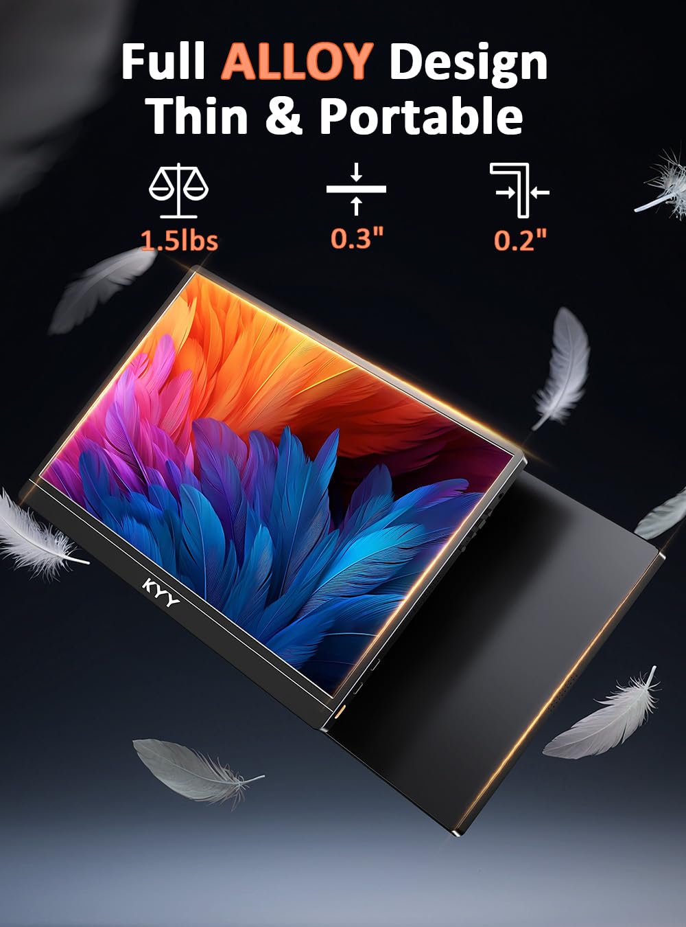 KYY portable monitor with travel case ensures easy transport