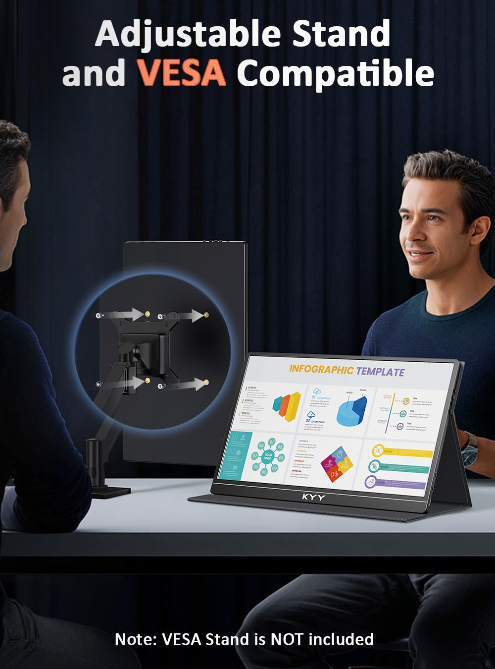 KYY monitor with VESA mount enables flexible desk setups