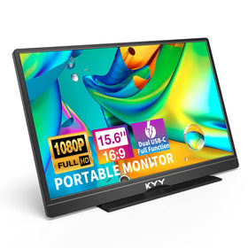 KYY portable monitor 15.6-inch front view delivers crisp FHD visuals for travel.