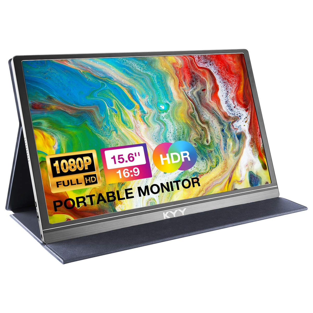KYY portable monitor front view with a crisp 1080p display for on-the-go work.