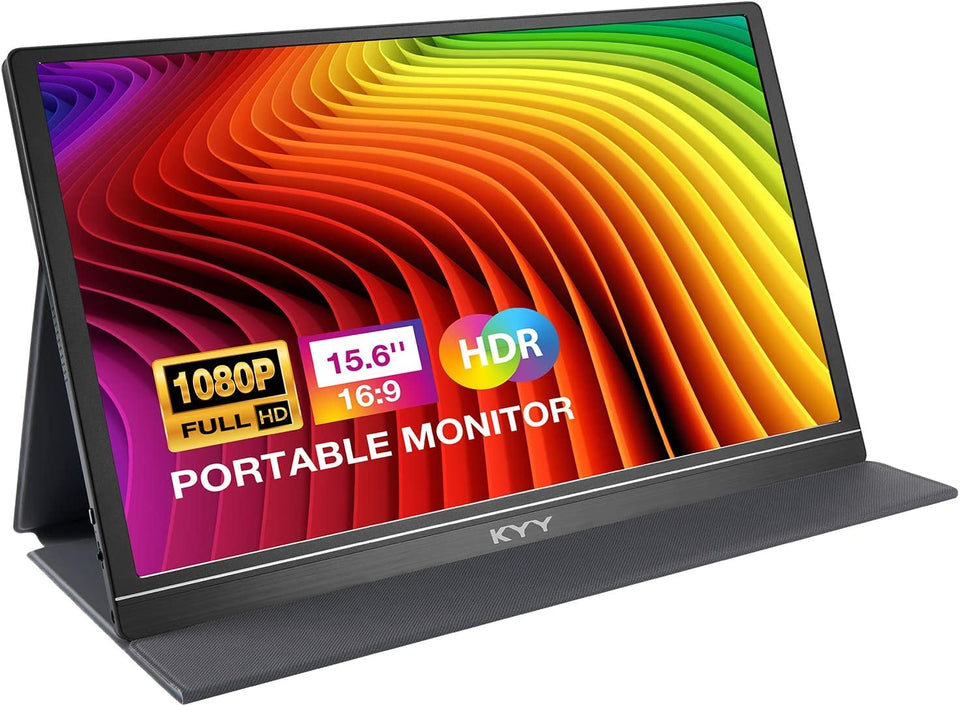 KYY portable monitor front view showcases crisp FHD quality for on-the-go use.