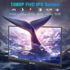 KYY portable monitor side ports highlighting USB-C and Mini-HDMI for versatile connections