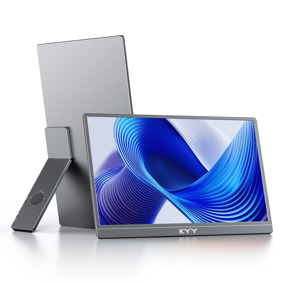 KYY portable monitor with built-in stand offering stable tilt for work