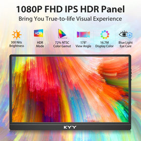 KYY portable monitor side profile shows its slim, portable frame for on-the-go setups.