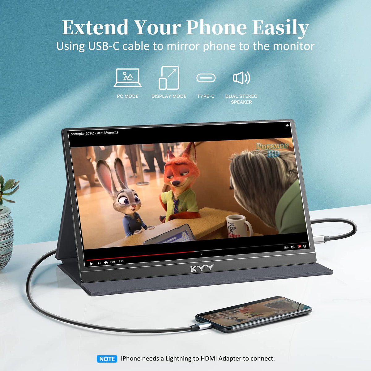 KYY smart cover protects the screen and doubles as a stand