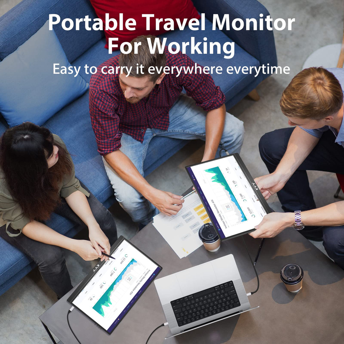KYY portable monitor ultra-light, compact design supports easy packing and commuting.