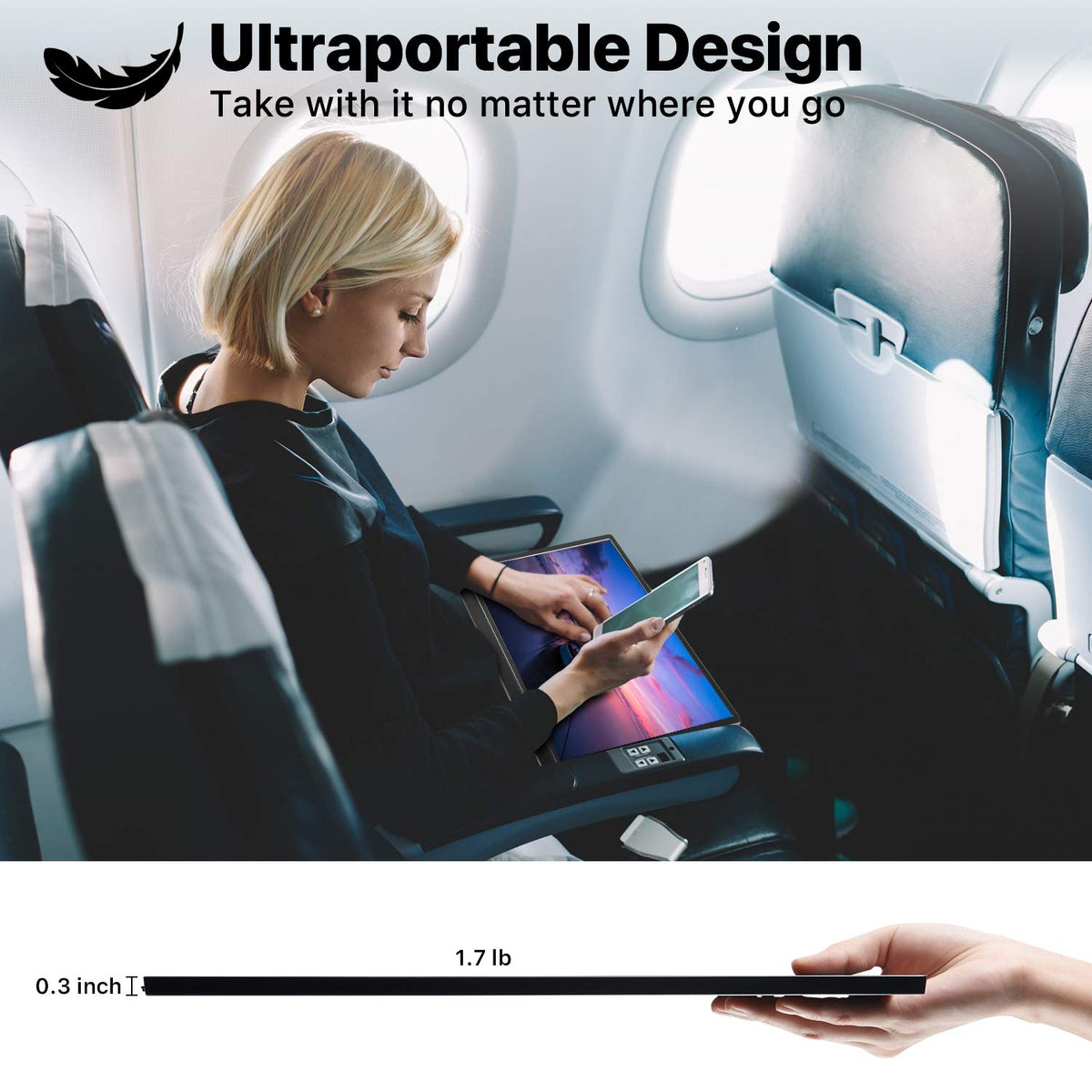 KYY portable monitor USB-C and HDMI connections simplify compatibility.
