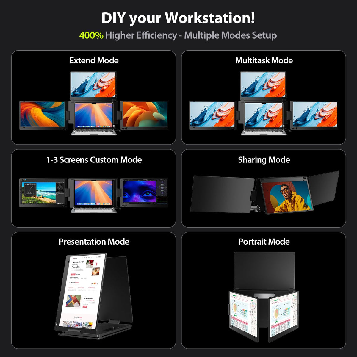 KYY portable multi monitor workstation ready for travel and remote work.