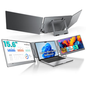 KYY triple monitor front view expands workspace for on-the-go productivity
