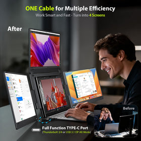 KYY usbc cable four screens setup enables plug and play multi-monitor use.