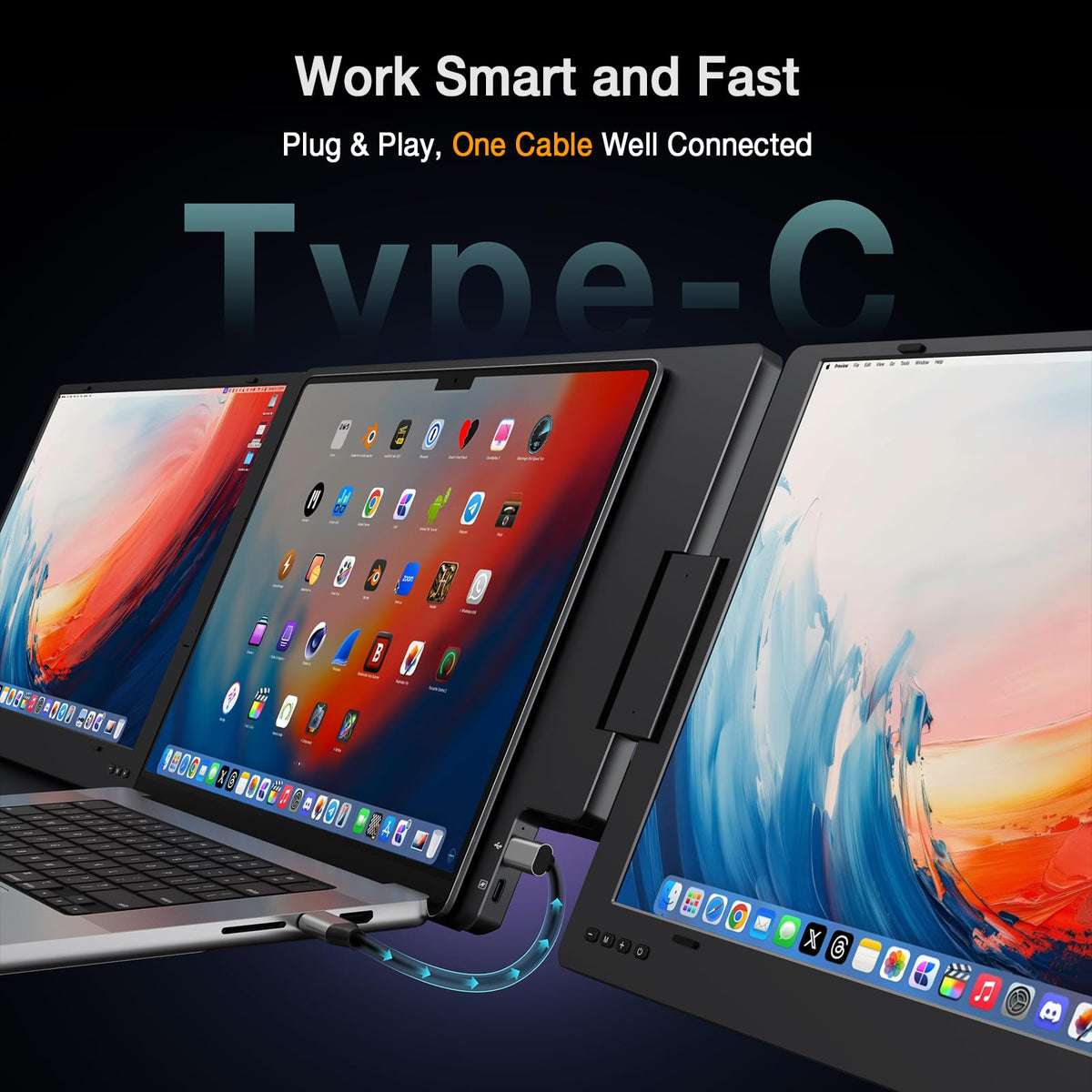 KYY X90D one-cable connection simplifies setup with a single USB-C link