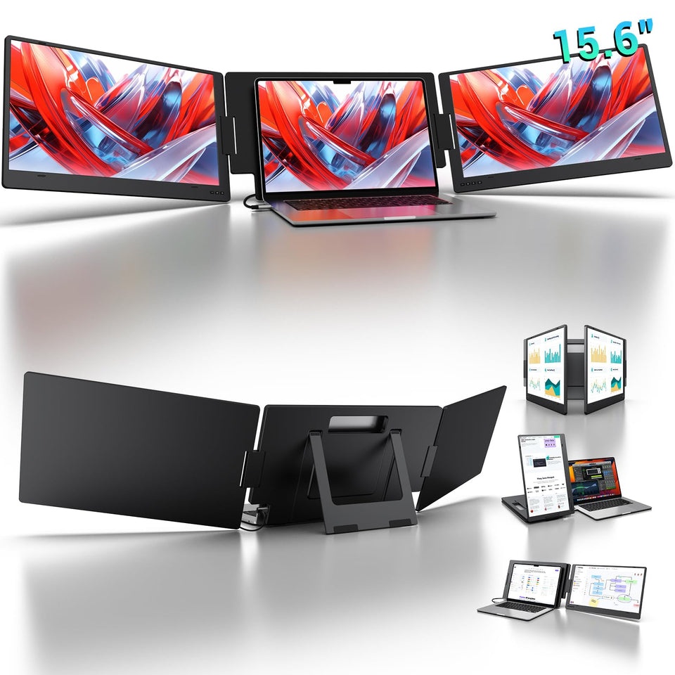 KYY X90D triple-screen setup for portable productivity on the go