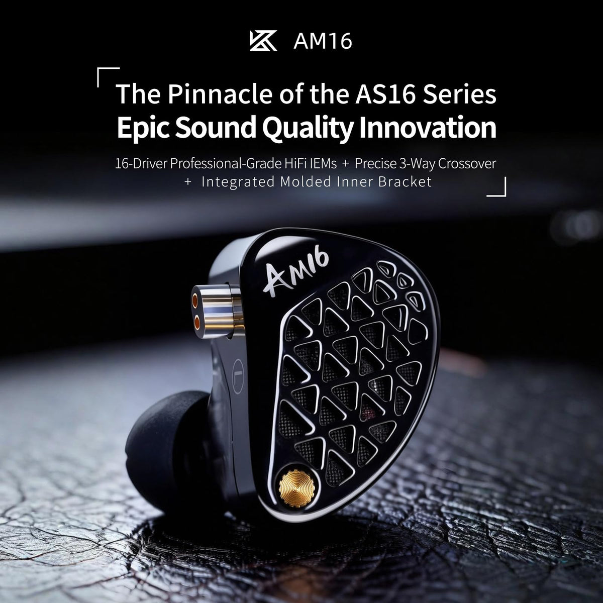 KZ AM16 aluminum alloy shell with polished finish for a premium feel during gigs.