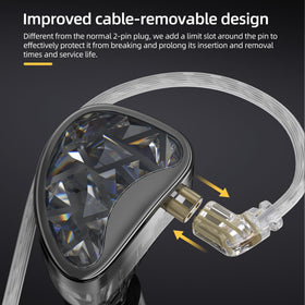 KZ AS24 detachable 2 pin connector enables upgrade cables.