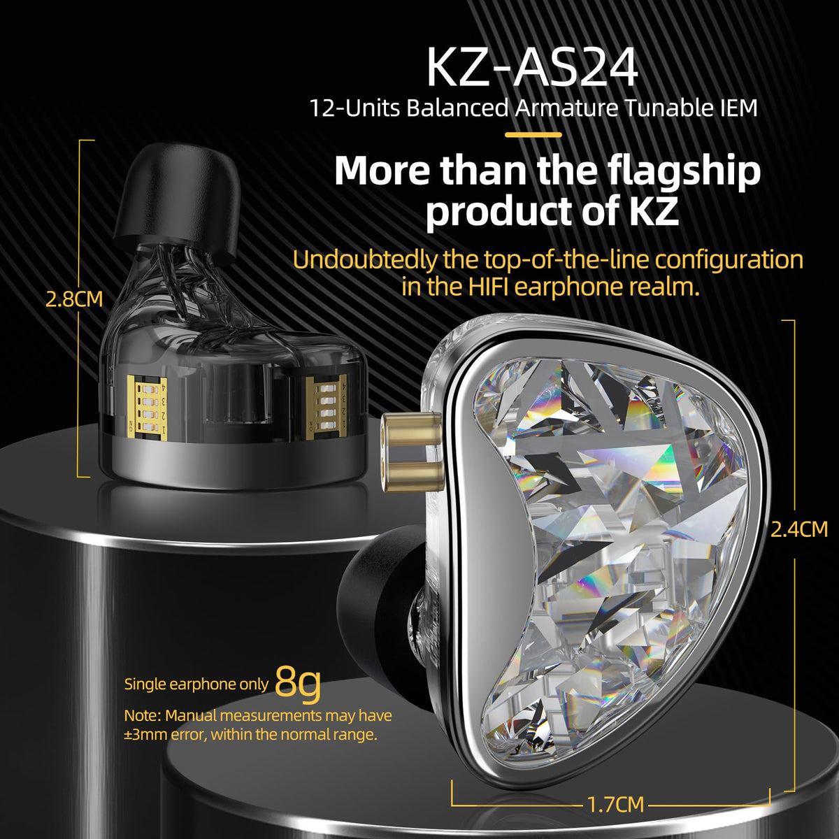 KZ AS24 eight level adjustment shows versatile tuning options.