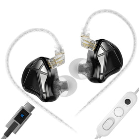 KZ Axas front view showing sleek black housing and ergonomic shape for comfort