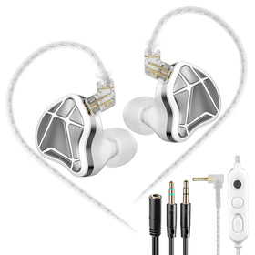 KZ Axas gaming earbuds with mic white, side view for precise in-game communication
