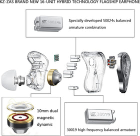 Pearl chrome plating on KZ ZAS 7BA+1DD for durable shine.