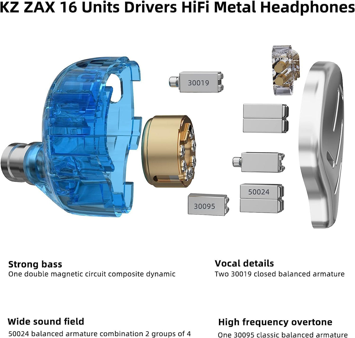 KZ Zax detachable 2-pin cable with durable gold-plated connector