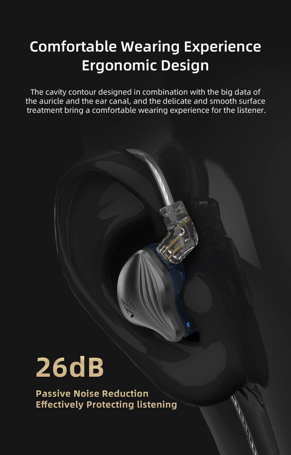 KZ ZEX ear tips in multiple sizes for secure, comfortable fit