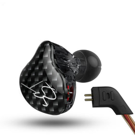 KZ ZST Pro earphones angled side view showing ergonomic design for long listening