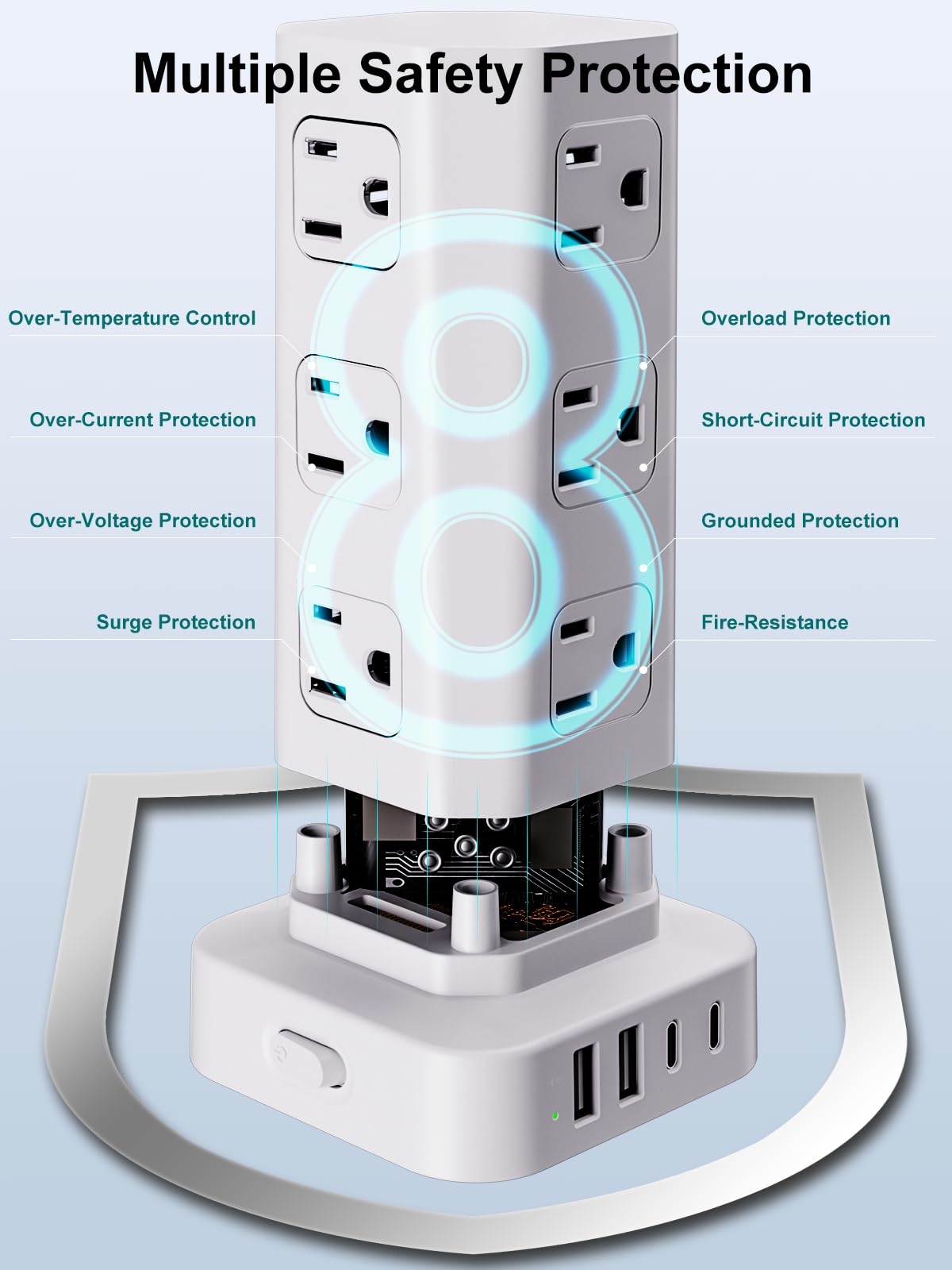 KZNXCVI fire-resistant cord adds safety for setup.