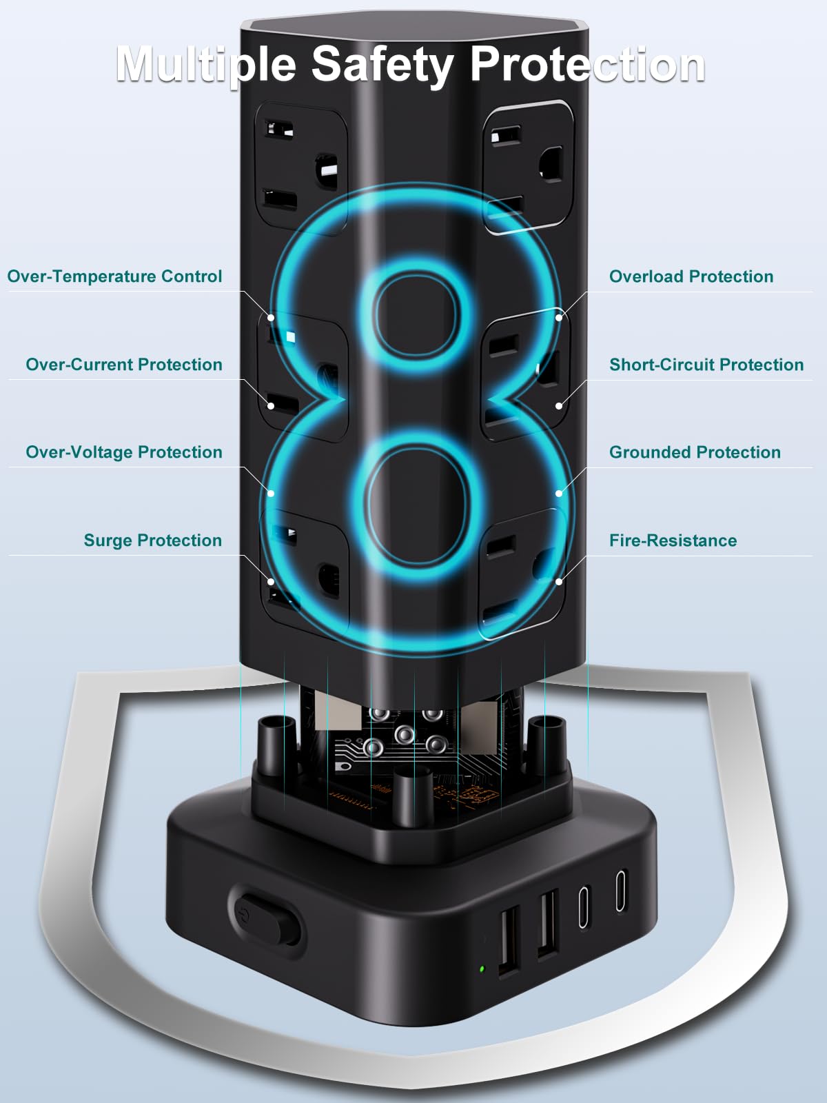 KZNXCVI power strip tower compact desk design for small spaces