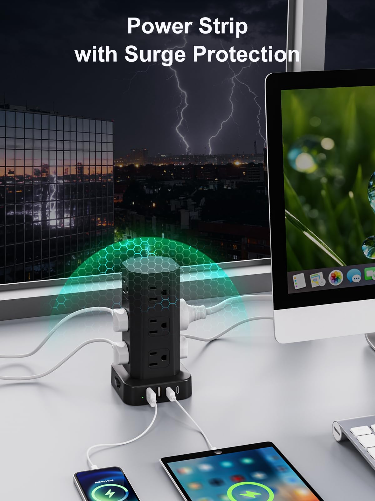 KZNXCVI power strip tower has non-slip feet for stable placement