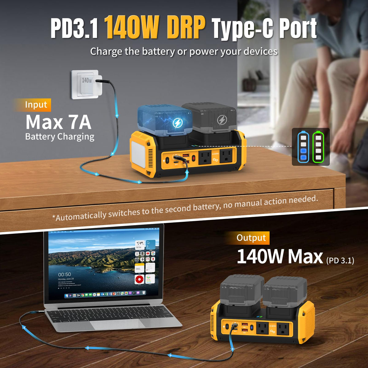 Kzreect USB-C PD 140W port delivering fast charging on the go