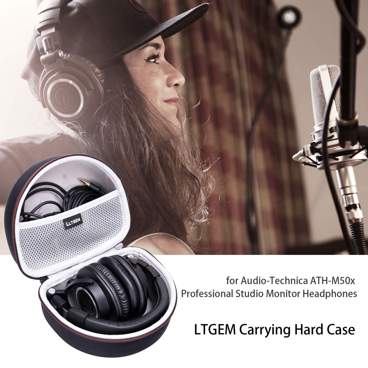 L LTGEM ATH-M50X case black grey design complements gear.