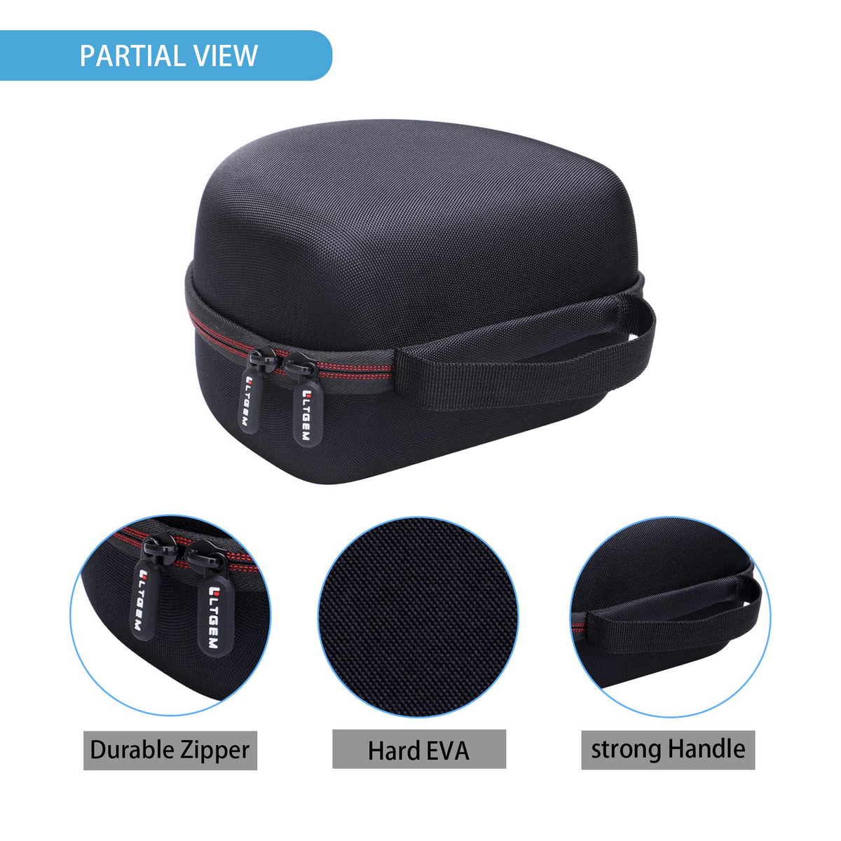 L LTGEM ATH-M50X case interior mesh pocket for accessories.