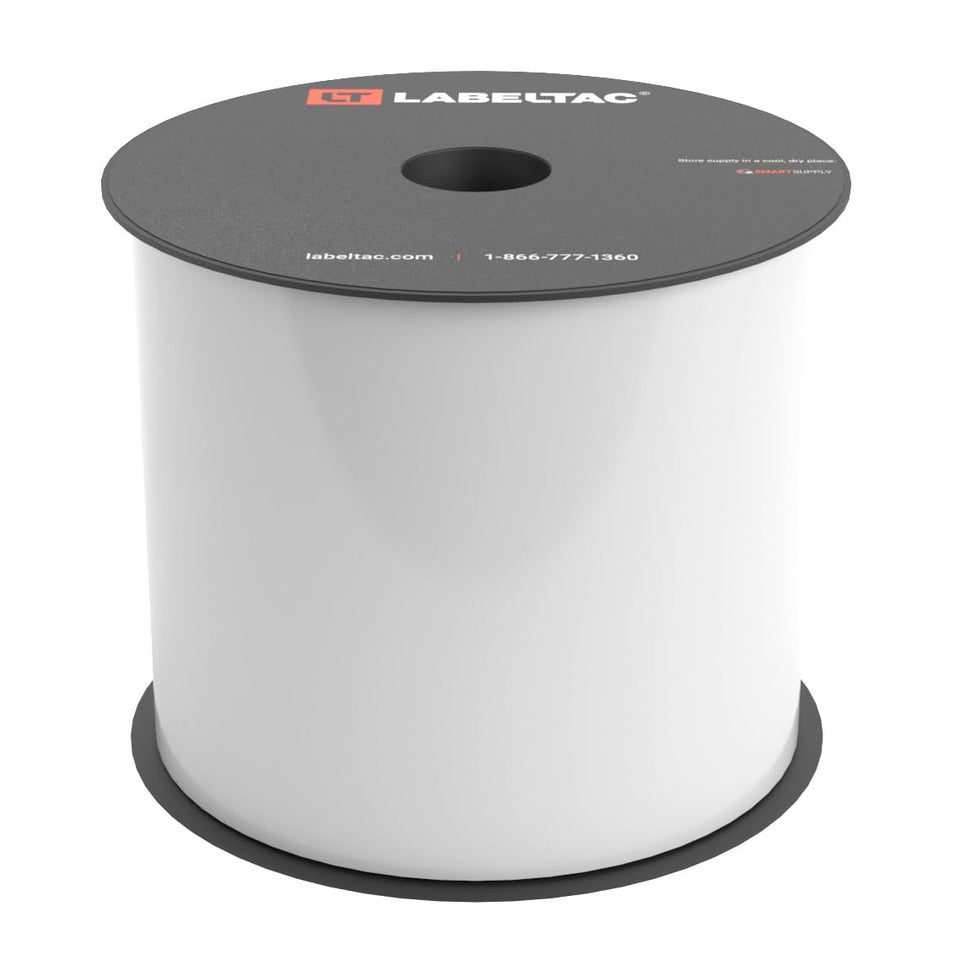 LabelTac white vinyl roll 4in x 150ft for durable indoor/outdoor labeling
