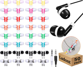 Ladont 50-pack kids earbuds for classroom bulk with color options.
