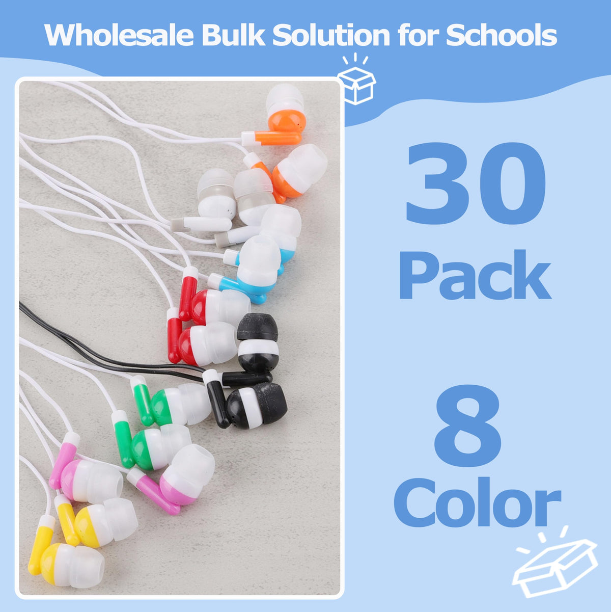Ladont Classroom Earbuds 30-pack red edition, comfortable fit for students