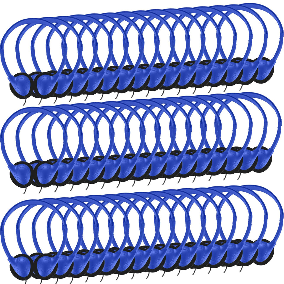 Ladont classroom headphones blue front view built for durable daily classroom use.