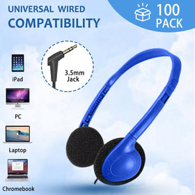 Ladont classroom headphones blue packaged bulk display for easy school restocking.
