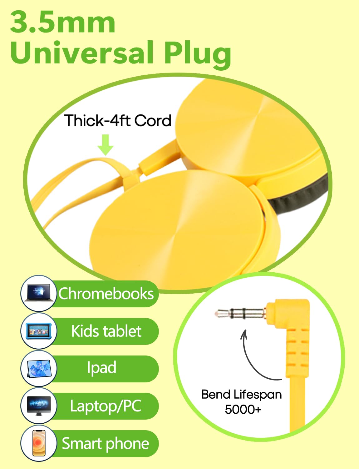 Ladont cord and 3.5mm plug detail showing durable cable for fewer replacements