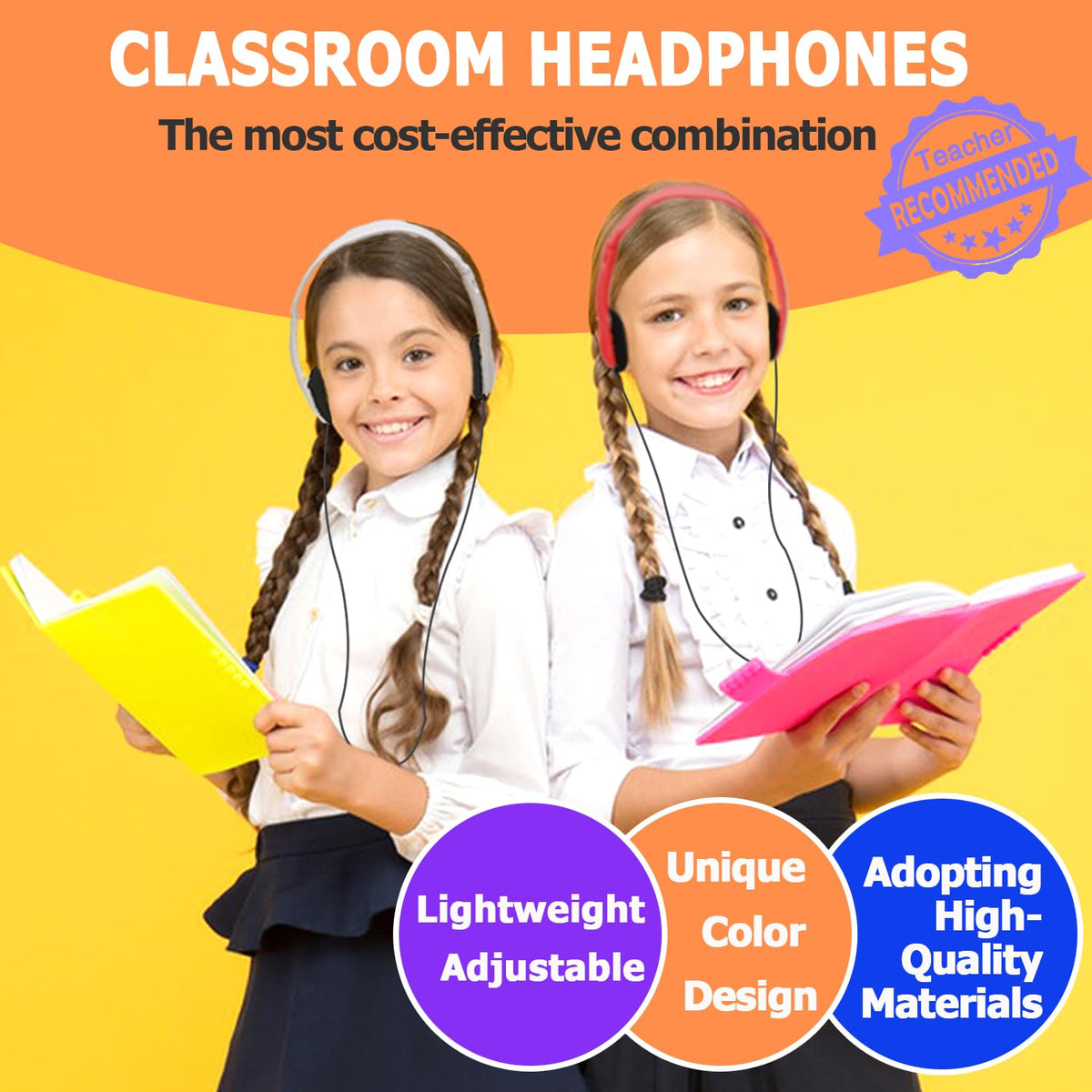 Ladont adjustable headband ensures a secure fit for diverse students.