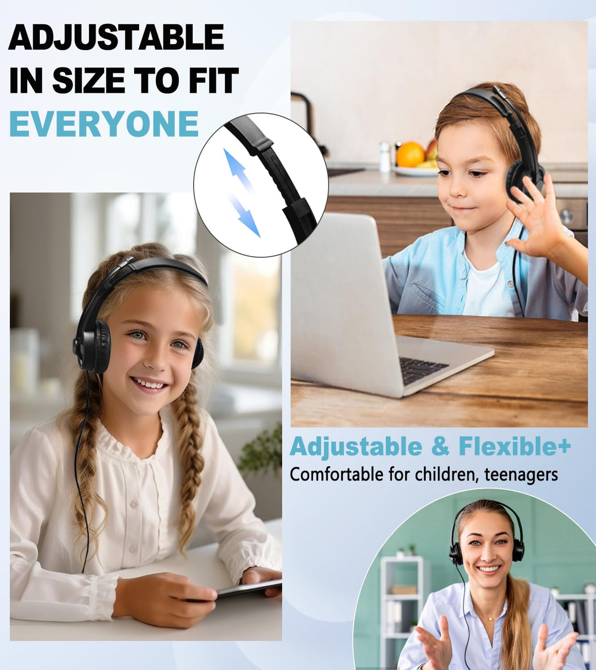 Ladont Kids Headphones 6ft cable for flexible classroom connectivity