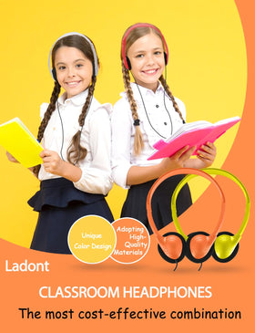 Ladont kids' headphones in 10 colors for color-coded student groups.