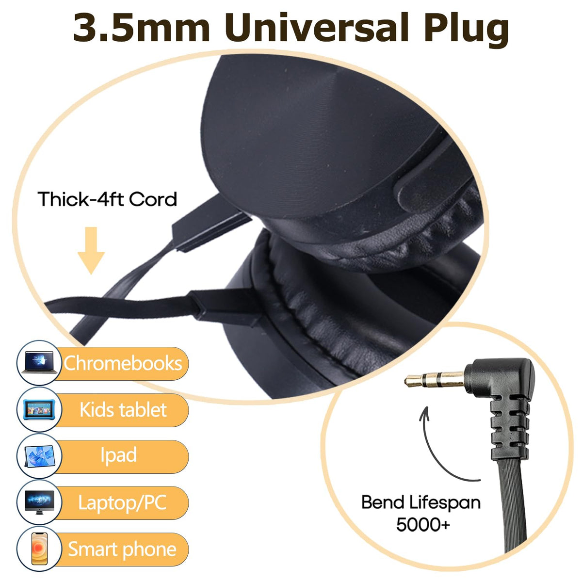 Ladont durable cord withstands daily use in schools.
