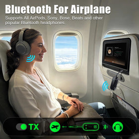 LAICOMEIN connected to TV demonstrating wireless headphone streaming benefit