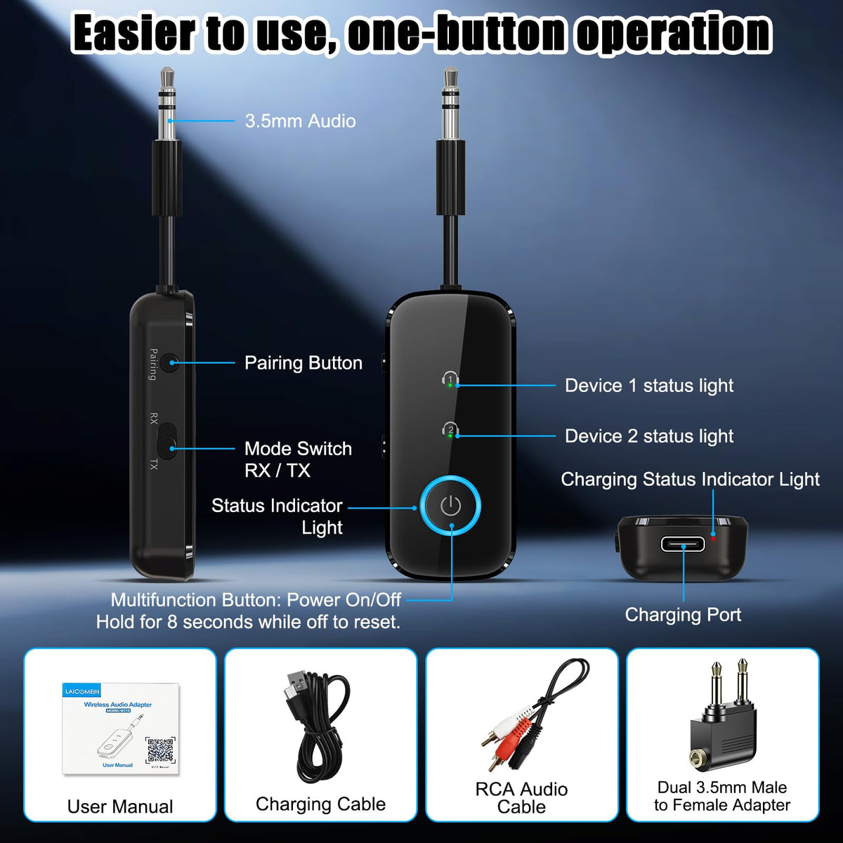 LAICOMEIN packed with travel essentials illustrating portability and long battery life