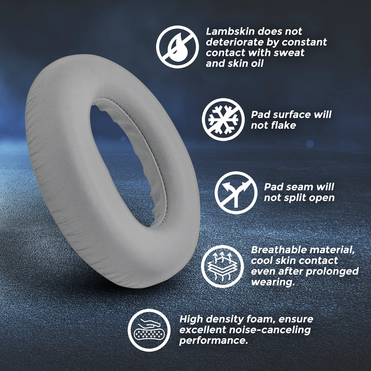 Laifzen Lambskin NC700 earpad stitching detail emphasizes durability and long-lasting wear.