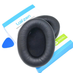 Laifzen Lambskin XM4 earpads closeup showing soft leather comfort and stitching.
