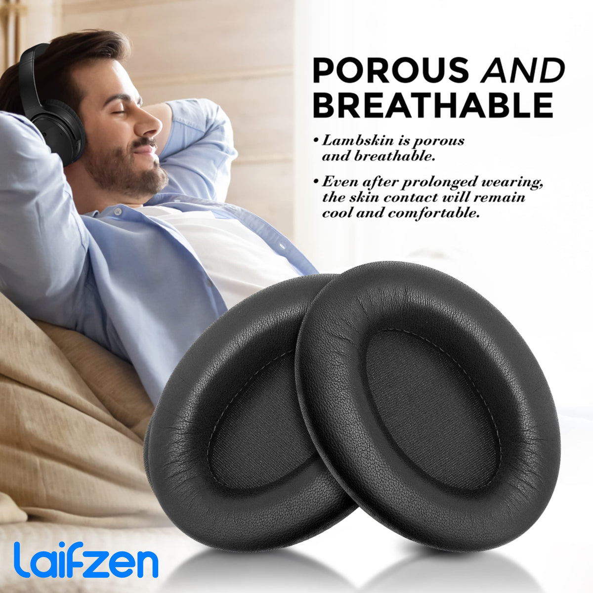 Laifzen Lambskin XM4 earpads with insertion tool simplifies installation.